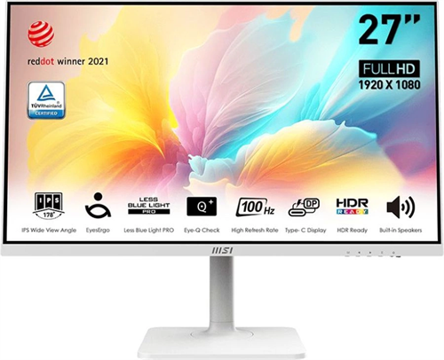 Монитор MSI 27" Modern MD2712PW белый IPS LED 1ms 16:9 HDMI M/M матовая HAS Piv 300cd 178гр/178гр 19 9S6-3PA49H-218