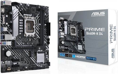 Материнская плата Asus PRIME B660M-K D4 Soc-1700 Intel B660 2xDDR4 mATX AC`97 8ch(7.1) GbLAN RAID+VG PRIME B660M-K D4