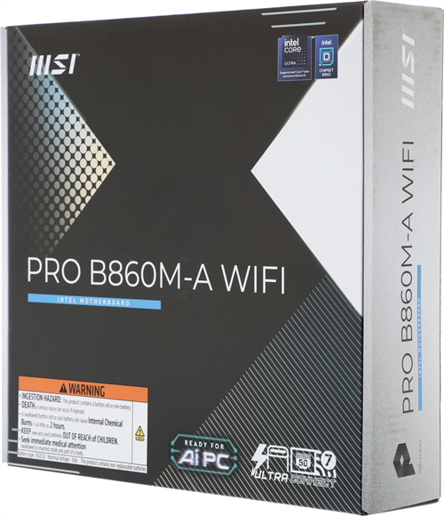 Материнская плата MSI PRO B860M-A WIFI Soc-1851 Intel B860 4xDDR5 mATX AC`97 8ch(7.1) 5Gigabit RAID+ PRO B860M-A WIFI