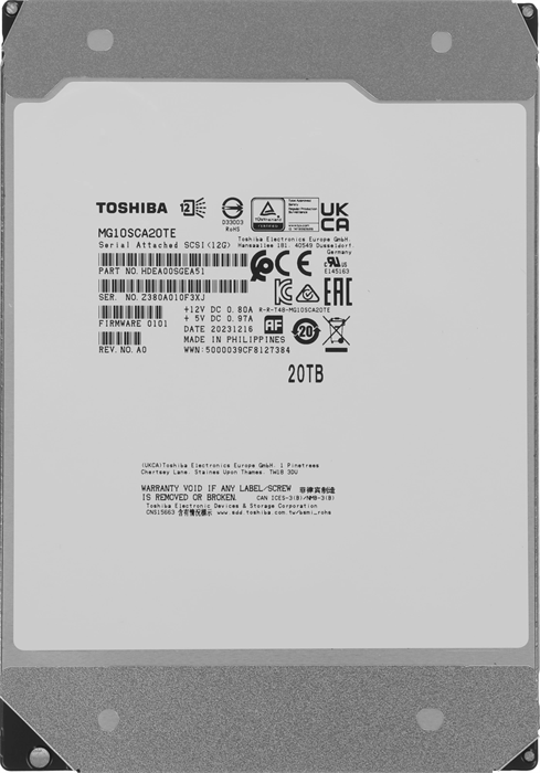 Жесткий диск Toshiba SAS 3.0 20Tb MG10SCA20TE Server 512E (7200rpm) 512Mb 3.5" MG10SCA20TE