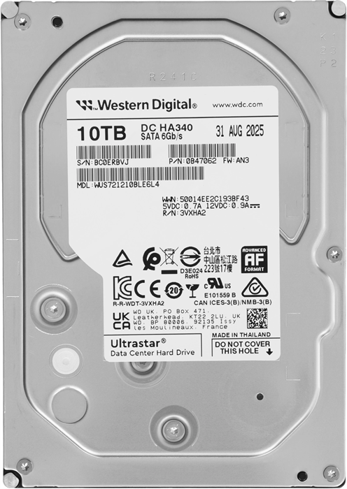 Жесткий диск WD SATA-III 10TB 0B47062 WUS721210BLE6L4 Ultrastar DC HA340 512E (7200rpm) 512Mb 3.5" 0B47062