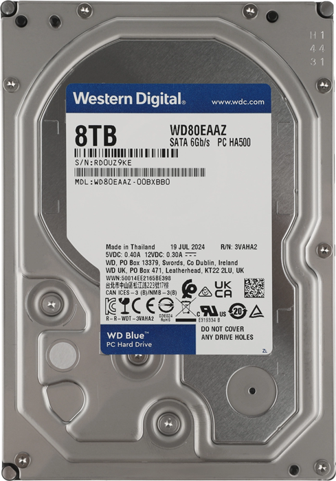 Жесткий диск WD SATA-III 8TB WD80EAAZ Desktop Blue (5640rpm) 256Mb 3.5" WD80EAAZ