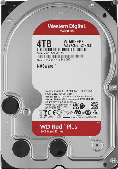 Жесткий диск WD SATA-III 4TB WD40EFPX NAS Red Plus (5400rpm) 256Mb 3.5" WD40EFPX