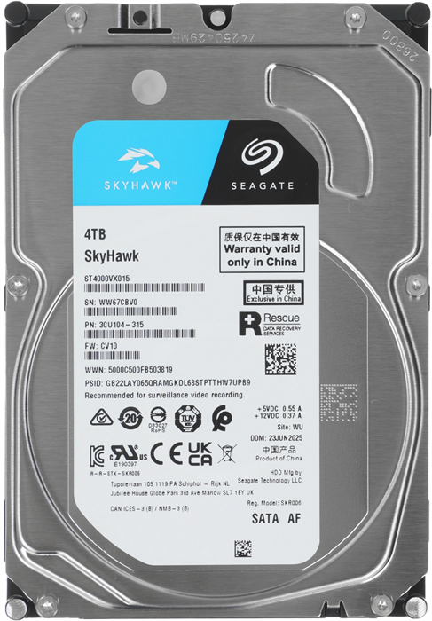 Жесткий диск Seagate SATA-III 4TB ST4000VX015 Surveillance Skyhawk 4KN (5400rpm) 256Mb 3.5" ST4000VX015