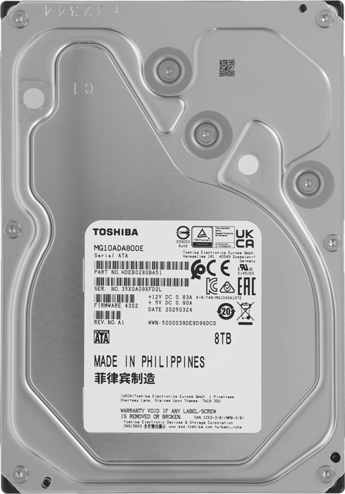 Жесткий диск Toshiba SATA-III 8TB MG10ADA800E Server Enterprise Capacity 512E (7200rpm) 512Mb 3.5" MG10ADA800E