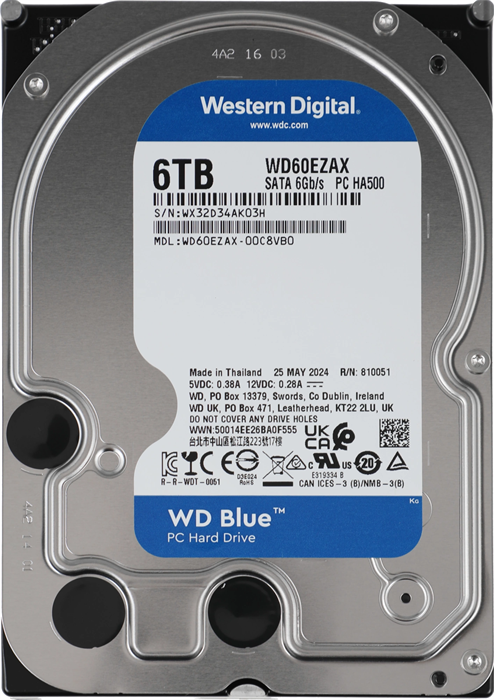 Жесткий диск WD SATA-III 6TB WD60EZAX Desktop Blue (5400rpm) 256Mb 3.5" WD60EZAX