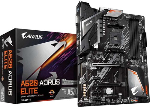 Материнская плата Gigabyte A520 AORUS ELITE Soc-AM4 AMD A520 4xDDR4 ATX AC`97 8ch(7.1) GbLAN RAID+DV A520 AORUS ELITE