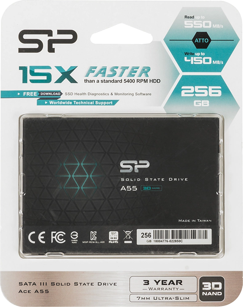 Накопитель SSD Silicon Power SATA-III 256GB SP256GBSS3A55S25 Ace A55 2.5" SP256GBSS3A55S25