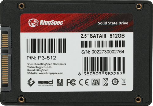 Накопитель SSD Kingspec SATA-III 512GB P3-512 2.5" P3-512
