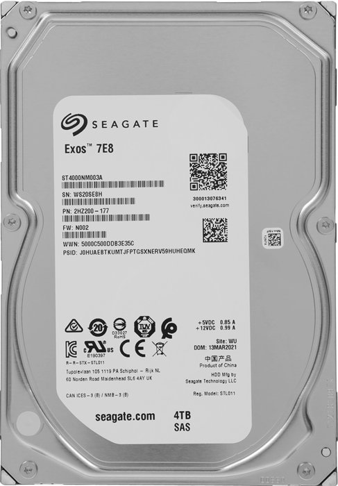 Жесткий диск Seagate SAS 3.0 4TB ST4000NM003A Server Exos 7E8 512E (7200rpm) 256Mb 3.5" ST4000NM003A