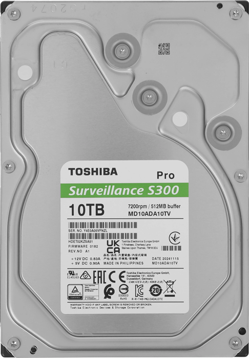 Жесткий диск Toshiba SATA-III 10TB MD10ADA10TV Surveillance S300 Pro (7200rpm) 512Mb 3.5" MD10ADA10TV