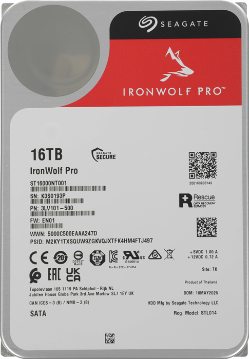 Жесткий диск Seagate SATA-III 16Tb ST16000NT001 NAS Ironwolf Pro 512E (7200rpm) 256Mb 3.5" ST16000NT001