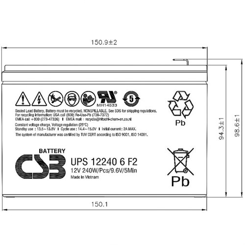 Батарея для ИБП CSB UPS122406 F2 12В 38442