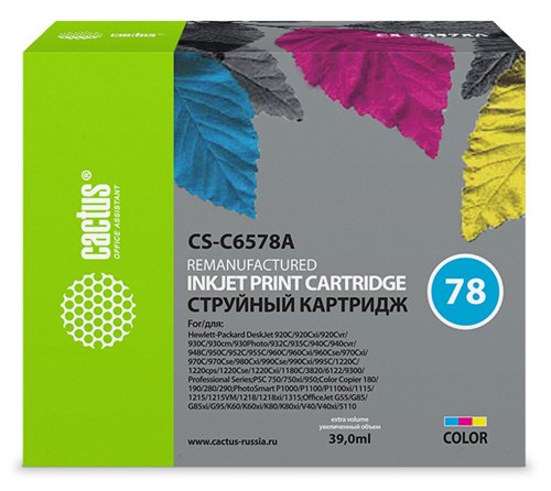 Картридж струйный Cactus CS-C6578A №78 многоцветный (39мл) для HP DJ 916c/920/920c/920cvr/920cw/920c CS-C6578A