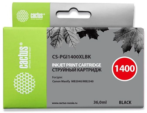 Картридж струйный Cactus CS-PGI1400XLBK PGI-1400 черный пигментный (36мл) для Canon MB2050/MB2350/MB CS-PGI1400XLBK
