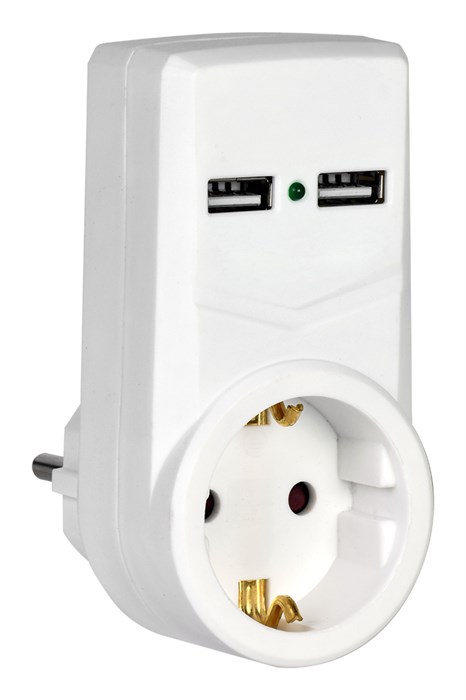 Адаптер-переходник IEK Т-01/01 (1 розетка) белый (блистер) WTP10-16-01-ZKU-K01