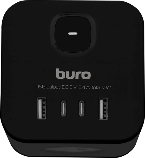 Сетевой разветвитель Buro BU-PW3UC-B (3 розетки) черный (коробка) BU-PW3UC-B