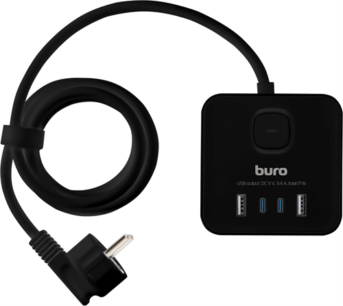 Сетевой удлинитель Buro BU-PTE4.1UC-B 1.5м (4 розетки) черный (коробка) BU-PTE4.1UC-B