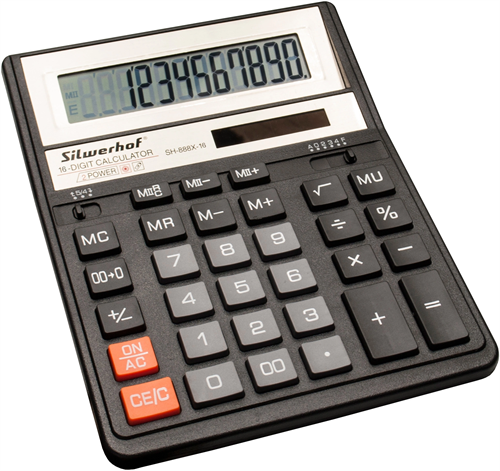 Калькулятор настольный Silwerhof SH-888X-16 черный 16-разр. 41295
