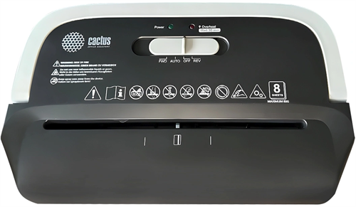 Шредер Cactus CS-SH-C2 черный (секр.P-4) фрагменты 8лист. 13лтр. скрепки скобы пл.карты CS-SH-C2