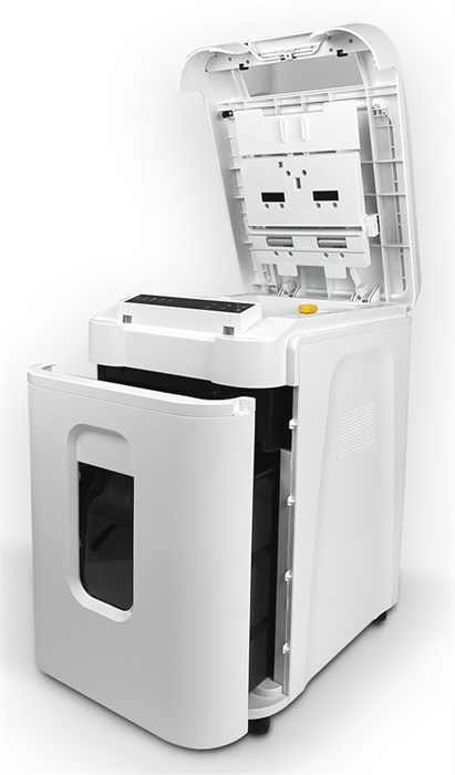 Шредер Heleos АП37-5 белый/белый с автоподачей (секр.P-5) фрагменты 220лист. 37лтр. скрепки скобы пл АП37-5