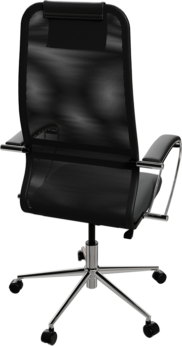 Кресло Метта SU-B-8 черный сиденье черный сетка с подголов. крестов. металл хром ZDA.16.1.2A2