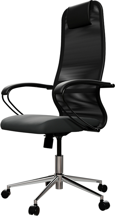 Кресло Метта SU-B-8 черный сиденье черный сетка/ткань с подголов. крестов. металл хром ZDA.12.1.2A2