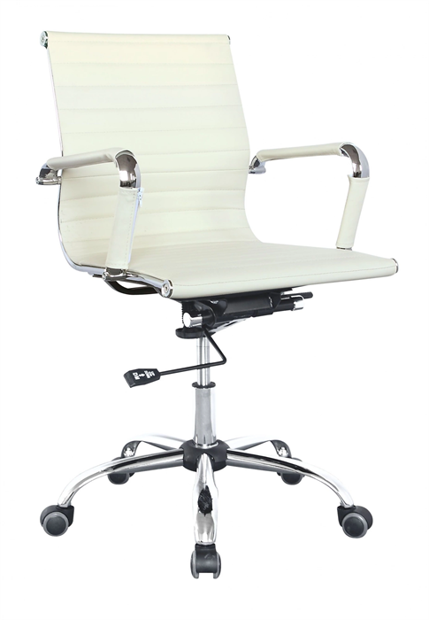 Кресло руководителя Бюрократ CH-883-LOW слоновая кость экокожа низк.спин. крестов. металл хром CH-883-LOW/IVORY