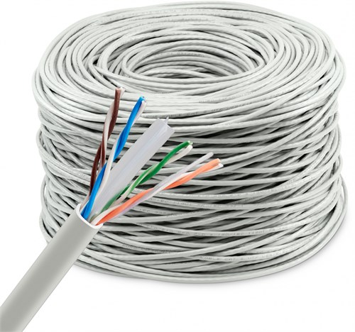 Кабель сетевой Buro BU-CCA-052-CAT6 UTP 4 пары cat.6 solid 0.52мм CCA 305м серый BU-CCA-052-CAT6