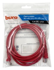 Патч-корд Buro UTP-5E-3M-R UTP 4 пары cat.5E CCA molded 3м красный RJ-45 (m)-RJ-45 (m) UTP-5E-3M-R