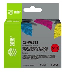 Картридж струйный Cactus CS-PG512 PG-512 черный (15мл) для Canon Pixma iP2700/MP240/MP250/MP260/MP27 CS-PG512