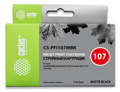 Картридж струйный Cactus CS-PFI107MBK PFI-107 MBK черный матовый (130мл) для Canon IP iPF670/iPF680/ CS-PFI107MBK