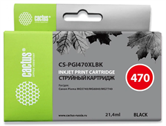 Картридж струйный Cactus CS-PGI470XLBK PGI-470XLBK черный пигментный (21.4мл) для Canon Pixma MG5740 CS-PGI470XLBK