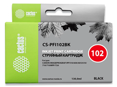 Картридж струйный Cactus CS-PFI102BK PFI-102 BK черный (130мл) для Canon iPF500/iPF600/iPF700/ MFP M CS-PFI102BK