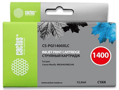 Картридж струйный Cactus CS-PGI1400XLC PGI-1400 голуб.пигм. (12мл) для Canon MB2050/MB2350/MB2040/MB CS-PGI1400XLC