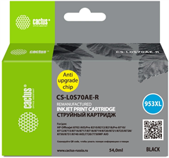 Картридж струйный Cactus CS-L0S70AE-R 953XL черный (54мл) для HP OJ Pro 7740/8210/8218/8710/8715 с ч CS-L0S70AE-R