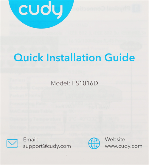 Коммутатор Cudy FS1016D (L2) 16x100Мбит/с неуправляемый FS1016D