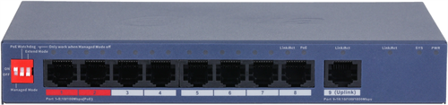 Коммутатор Dahua DH-CS4009-8ET1GT-110 (L2) 8x100Мбит/с 1x1Гбит/с 8PoE 110W управляемый DH-CS4009-8ET1GT-110