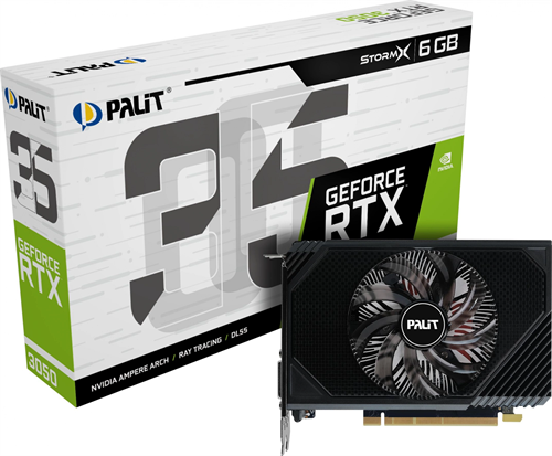 Видеокарта Palit PCI-E 4.0 PA-RTX3050 STORMX NVIDIA GeForce RTX 3050 6Gb 96bit GDDR6 1042/14000 DVIx NE63050018JE-1070F/1072F