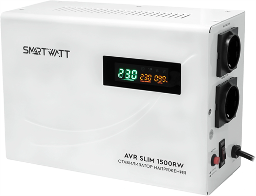 Стабилизатор напряжения Smartwatt AVR Slim 1500RW 1500ВА белый 4512020310003