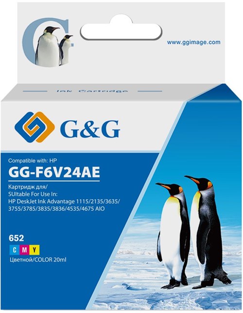 Картридж струйный G&G GG-F6V24AE 652 многоцветный (20мл) для HP IA 1115/2135/3635/4535/3835/4675 GG-F6V24AE
