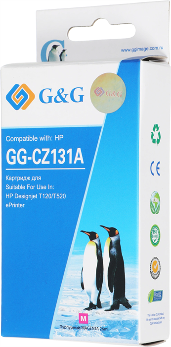 Картридж струйный G&G GG-CZ131A пурпурный (26мл) для HP DJ T120/T520 GG-CZ131A
