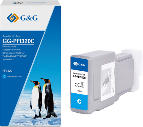 Картридж струйный G&G GG-PFI320C PFI-320C голуб.пигм. (300мл) для Canon imagePrograf TM-200/200MFP/2 GG-PFI320C