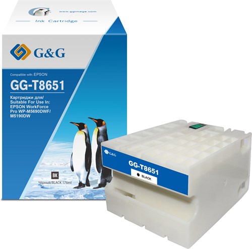 Картридж струйный G&G GG-C13T865140 T8651 черный (176мл) для Epson WorkForce Pro WF-M5690DWF/M5190DW GG-C13T865140