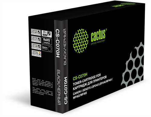 Картридж лазерный Cactus CS-C070H 070H черный (10200стр.) для Canon i-SENSYS LBP243/LBP246/MF461/MF4 CS-C070H