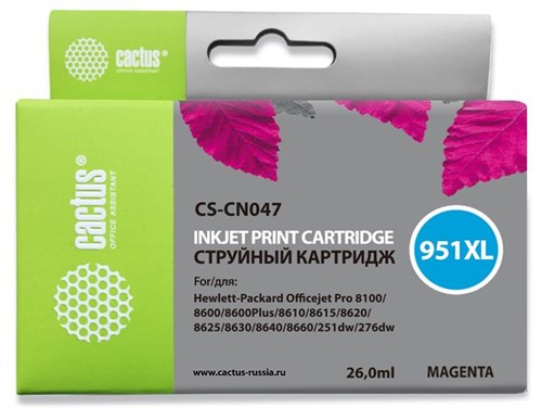 Картридж струйный Cactus CS-CN047 №951XL пурпурный (26мл) для HP DJ Pro 8100/8600 с чипом CS-CN047