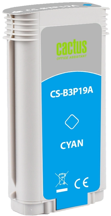 Картридж струйный Cactus CS-B3P19A №727 голубой (130мл) для HP DJ T920/T1500 с чипом CS-B3P19A