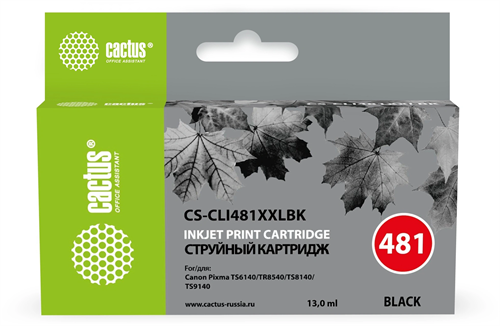 Картридж струйный Cactus CS-CLI481XXLBK CLI-481XLBK черный (13мл) для Canon Pixma TR7540/TR8540/TS61 CS-CLI481XXLBK
