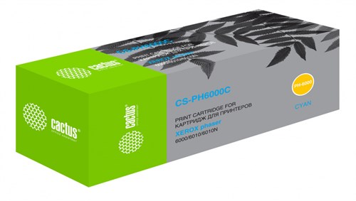 Картридж лазерный Cactus CS-PH6000C 106R01631 голубой (1000стр.) для Xerox Phaser 6000/6010 CS-PH6000C