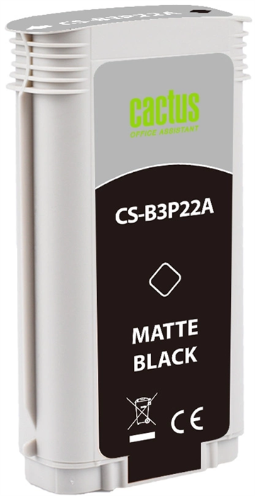 Картридж струйный Cactus CS-B3P22A №727 черный матовый (130мл) для HP DJ T920/T1500/T2530 с чипом CS-B3P22A